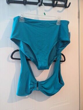 Old Navy Blue Textured Bikini Top and Bottom Set - Women Intimates & Sleepwear